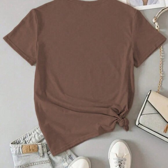 Coffee Brown Casual Womens Bible Verse Graphic Christian T-Shirt - Picture 2 of 3